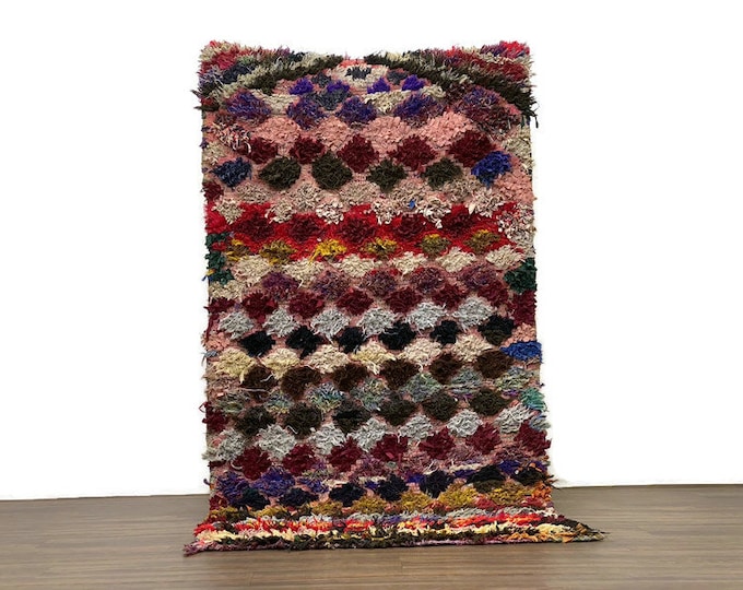 Diamond Carpet Stunning Rug Geometric Runner Handknoted Vintage Hallway 8'2'FTx4' Colorful