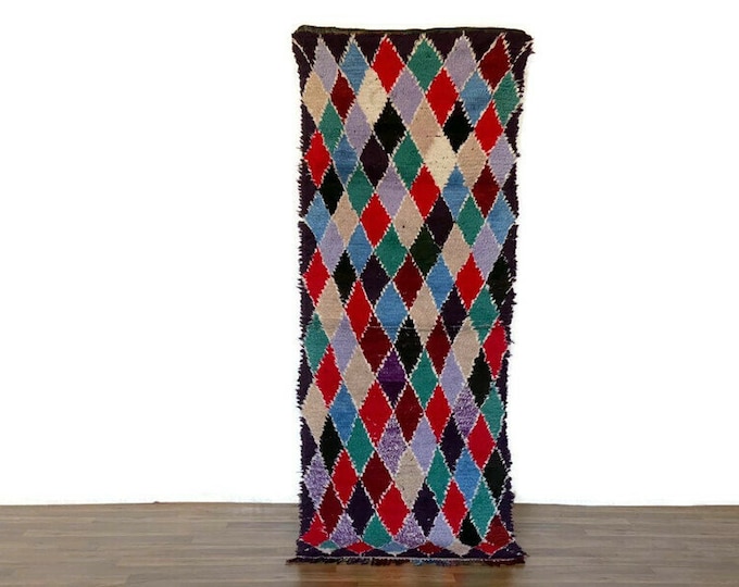Handwoven Berber Wool Rug,Authentic Tribal Carpet,Beni Ourain Decor,Boho Wool Area Rug,2'x6.5' ft