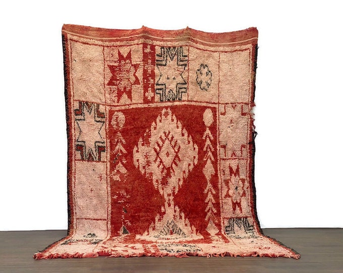 Stunning Vintage Rug Moroccan Rug Handknoted Vintage Runner Berber Area 100% Cotton