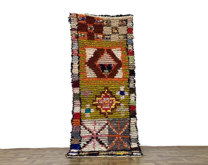 Handwoven Berber Rug,Authentic Tribal Carpet,Beni Ourain Decor,Boho Wool Area Rug,Vintage Runner