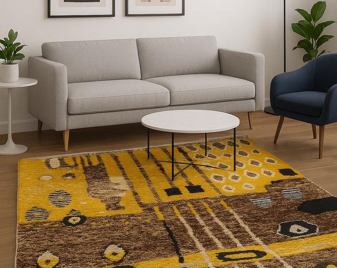 Handmade Wool Beni Ourain Rug, Colorful Moroccan Farmhouse Decor,Beni Mrirt Rugs