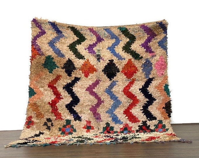 Boucherouite Rug Vintage Area Handmade Carpet Shaggy Stunning Hallway  70X63 inch