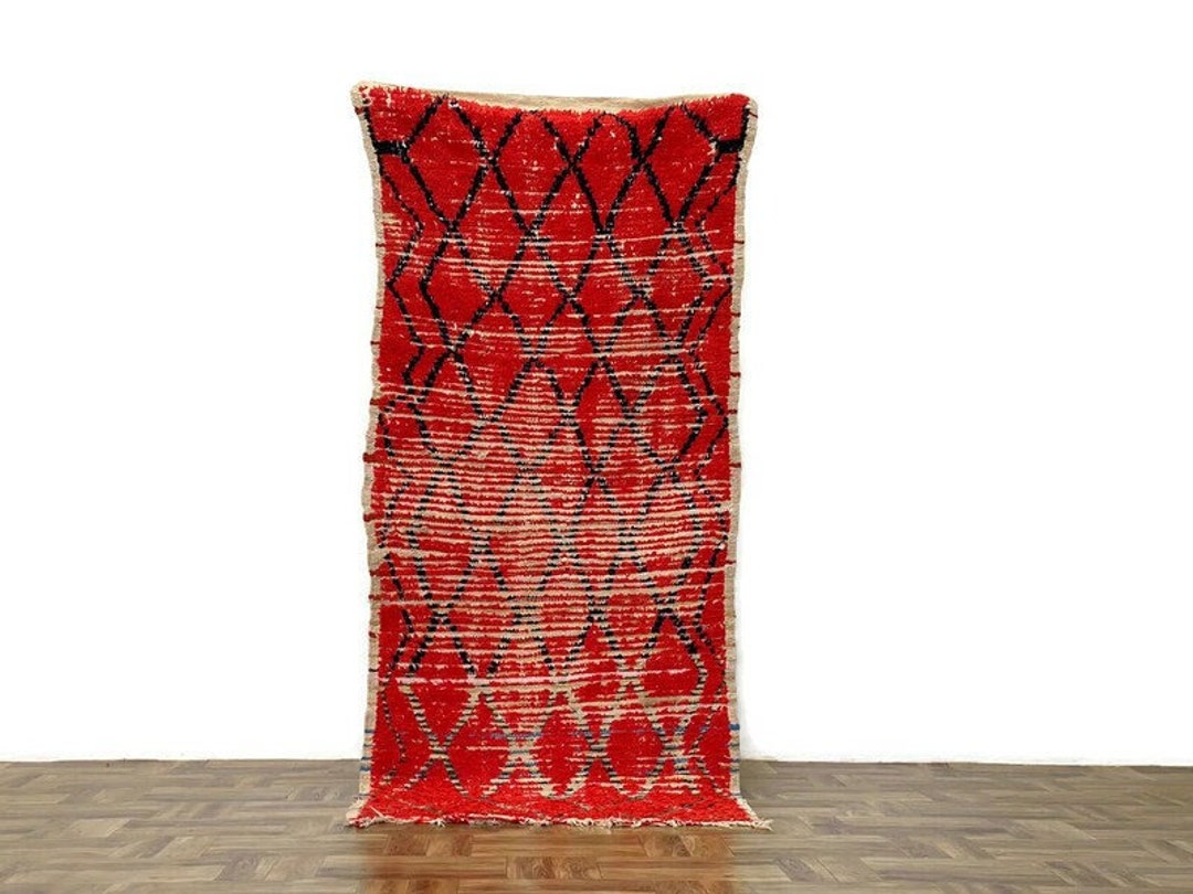70s Historical Beni Mrirt Red Kilim Rug,solid Red Rug,living Room Rug,nursery Custom Tribal Rug