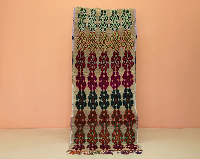 Natural Runner Rug Vintage Stair Runner Berber Corridor Rug Doormat Bedroom Rug 2.7x6.8 ft