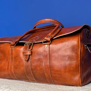Original Reisetasche Leder,Brauner Duffel,Handgefertigte Marokkanische Tasche,Große Braune Reisetasche,Schultertasche,Leder Geldbörse,