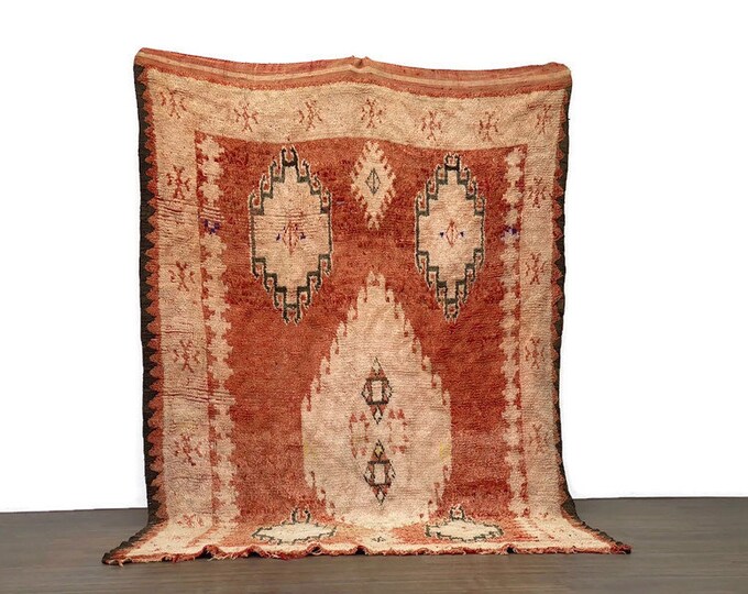 Handmade Rug Moroccan  Carpet Stunning Runner Beni Ouarain Area (110x69 inch)