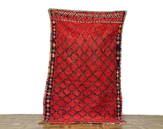 Diamond Moroccan Rug, All Wool Berber Rug,Housewarming Area  Rug,Flatweave Area Rug,Red Carpet