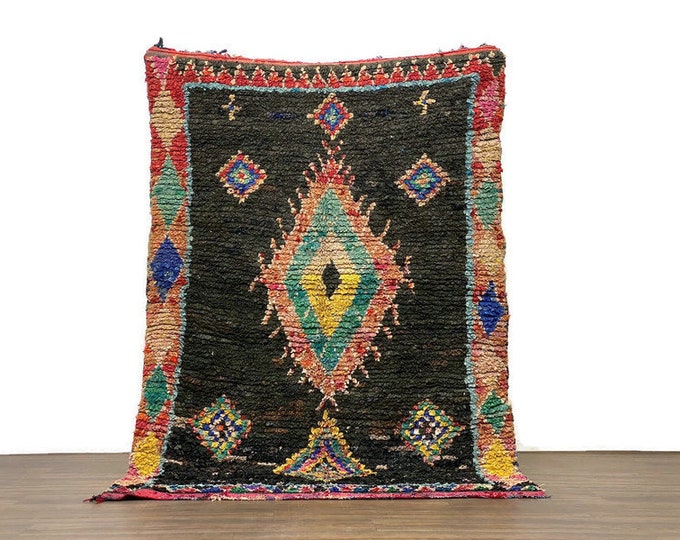 Boucherouite Carpet Stunning Rug Shag Runner Handknoted Vintage Hallway 7'2'FTx4'6' Colorful