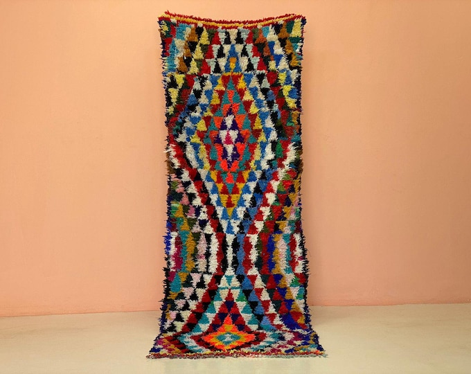 Tradionnel Moroccan Rug,Stylish Bedroom Rug,Checkered  Runner,Outdoor Indoor Carpet,Floor Rug 3x7 ft