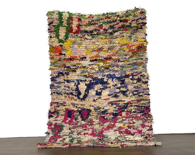 Shaggu Rug,Authentic Vintage Moroccan Carpet,Handmade Berber Rug,Bohemian Home Style