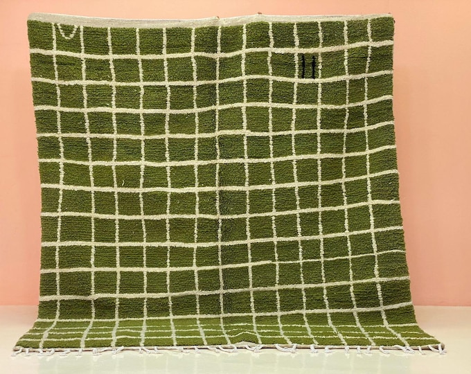 Customized Green Check Runner Rug Modern Artwork Authentic Rug Colorful Entryway Runner Living Room Rug