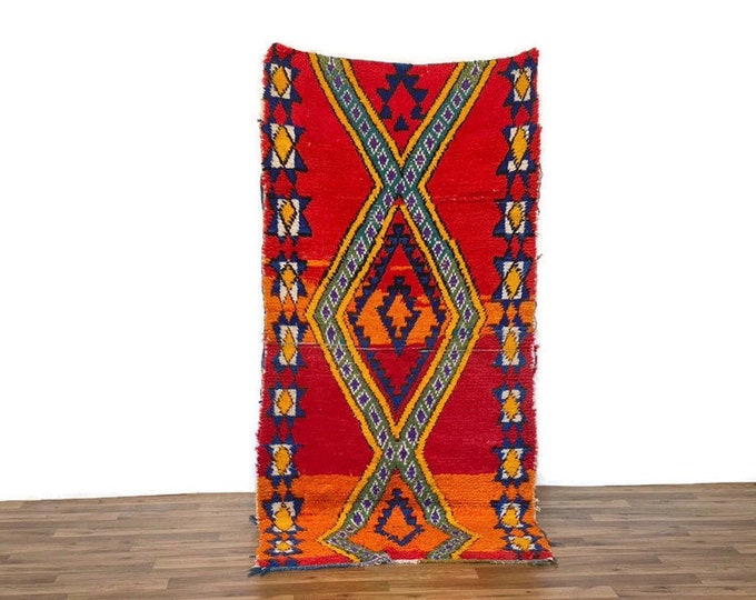 Exclusive Moroccan Rug  Stunning Berber Runner Hand-Woven Colorful Living Room Rug 3x7 ft
