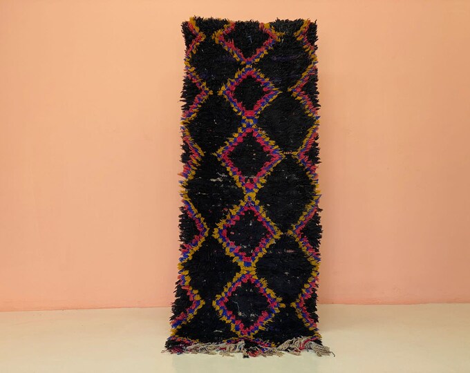 Vintage Moroccan Berber Rug: Handmade Tribal Boho Kilim (2'5"x6'8")