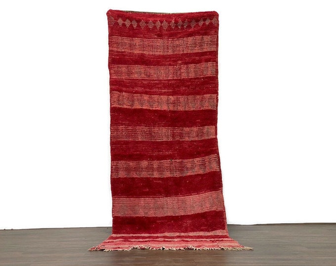 Stripped Red Runner,Stylish Floor Rug,Interior Design,Berber Graftsmanship ,Moroccan Woolen Rug,Vintage Runner,3x8.8 ft