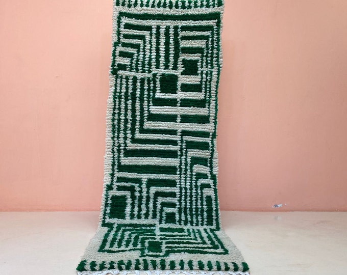 Green Runner Rug Moroccan Hallway Farm Stair Runner Berber Entryway Gorgeous Area " Wool "