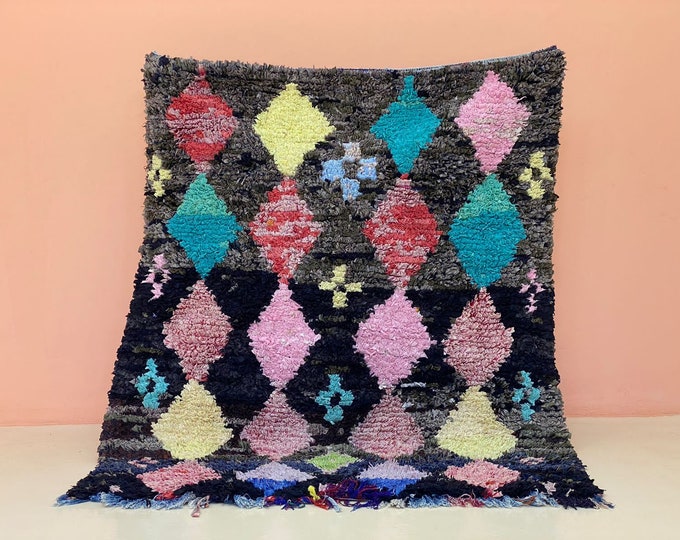 5x6 ft Authentic Vintage Rug Colorful Fluffy Area Runner Handmade Bedroom Rug Soft Entryway