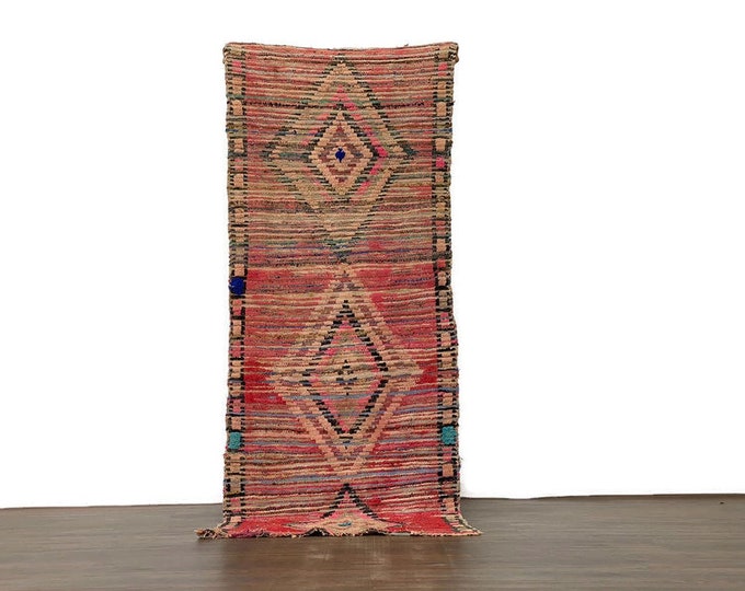 Authentic Vintage Moroccan Carpet,Handmade Berber Rug,Bohemian Home Style ,Red Rug