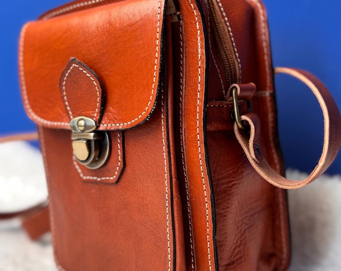 Moroccan Leather Bag,Crossbody Bags for Women Trendy Flap Saddle Purses with Tassel Vegan leather Shoulder bag,Brown Bag,Brown Duffel