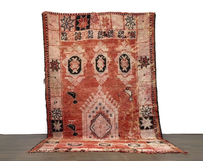 Vintage Rug Moroccan  Carpet Area Berber Hallway Handknoted Beni Ouarain Runner (125x70 inch)