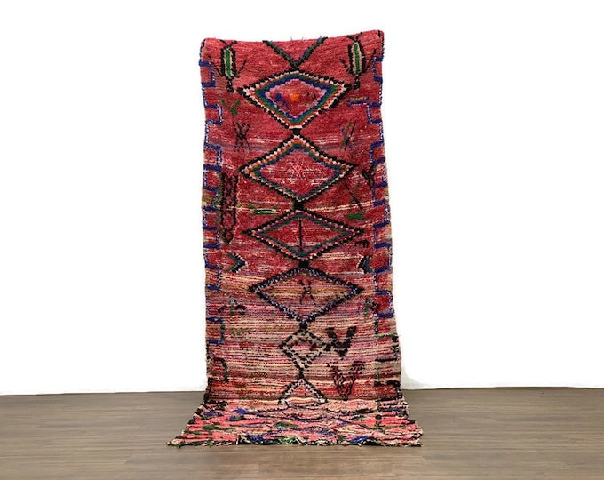 Amazing Runner Vintage Carpet Handwoven 10'FTx3'4FT Shag Medallion Hallway '' Boucherouite