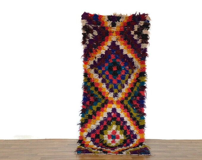 2.7x6.6 ft,Gorgeous Runner Rug,Multicolored Rug,Stylish Bedroom Rug,Boujaad Runner Rug,Bath Rug,Kittchen Carpet