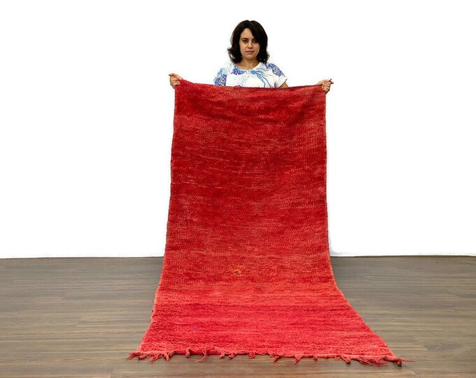 3x8 ft,Red Runner Rug,Berber Outdoor Runner,Kilim Antique Area Rug,Solid Moroccan Premium Runner