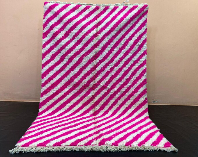 Pink Genuine Rug Fabulous Housewarming Gifts Funky Berber Moroccan Custom Rug Pink Wool Rug Vibrant Home Decor Striped Runner