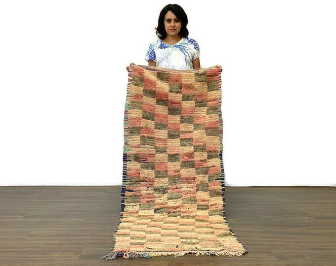 Kilim Checker Rug,Bedroom Rug,Checkboard Runner,Ethnic Kilim Rug,Matdoor Rug,Wool Carpet