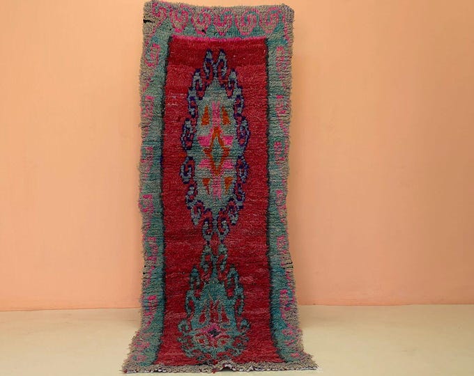 Authentic Red Rug,Morocca Vintage Rug ,Cozy Hallway Rug Stylich Bedroom Rug,Washable Machine Rug ,Red Berber Runner,3x8.5 ft
