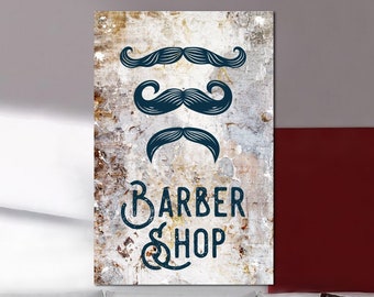 Barber Shop Sign Wall Art Canvas Hairdressers Shop Print Barber Logo Poster Hipster Style Print Wall Hanging Decor for Barber Shop Decor