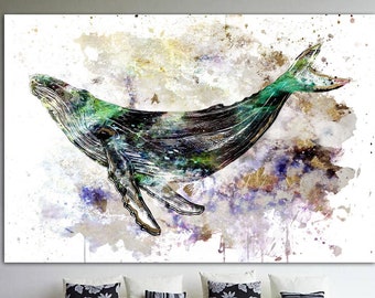 Balena Stampa su tela Megattera Arte Mare Animale Wall Print Modern Multi Panel Stampa Astratto Subacqueo Animale Oceano Animal Wall Decor