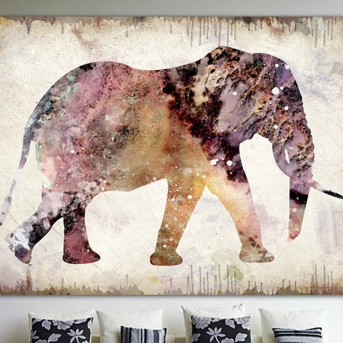 Mammoth Wall Art Abstract Mammoth shops Canvas Art Prehistoric Animal Print Colorful Animal Multi Panel Print Wall Art for Living Room Wall Decor