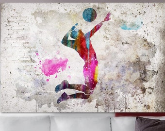 Abstrakter Volleyballspieler Leinwand Wand Kunst Volleyball Spieler Silhouette Druck Modern Volleyball Multi Panel Print Sport Motavational Art