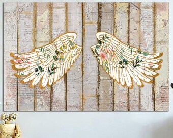 Abstracto Angel Wings Print on Canvas Colorful Wings Poster Creative Multi Panel Print Modern Wall Hanging Decor for Indie Room Decor