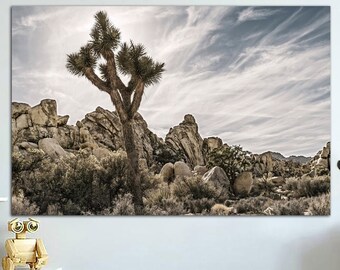 Stampa del deserto su tela Yucca Brevifolia Arte della parete Joshua Tree Poster Multi Panel Wall Art Desert Landscape Print Regalo per i viaggiatori