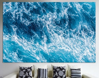 Wave Print on Canvas Coastal Poster Multi Panel Wall Art Ocean Waves Poster Sea Beach Print Wall Hanging Decor Gift for Travelers
