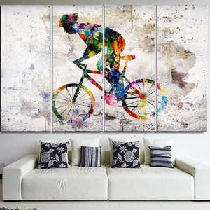 Fietser Wall Art Bycicle Aquarel Print Road Bicycle Racing Poster Cyclist Print Fietsen Illustratie Road Cyclist Race Wall Hangings Art afbeelding 1