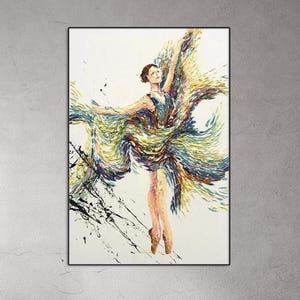 Abstract Ballerina Oil Painting: Elegant Dancer Wall Art (28&quot;x20&quot;)