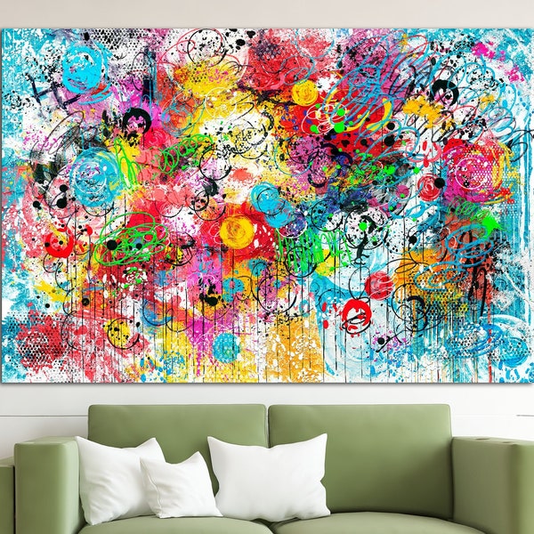 Resumen Impresión colorida sobre lienzo Arco iris Impresión multipanel Arte moderno Impresión texturizada original Arte de pared creativo para la decoración de habitaciones independientes