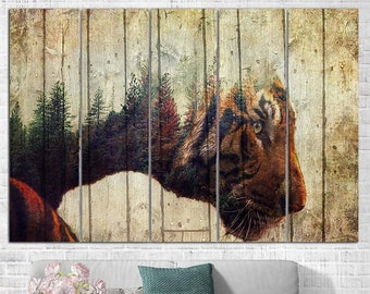 Tigre astratta su tela Wall Art Stampa di animali selvatici Poster Tigre del Bengala Stampa multipannello Foresta Wall Art Big Cat Decorazione da appendere a parete per la casa