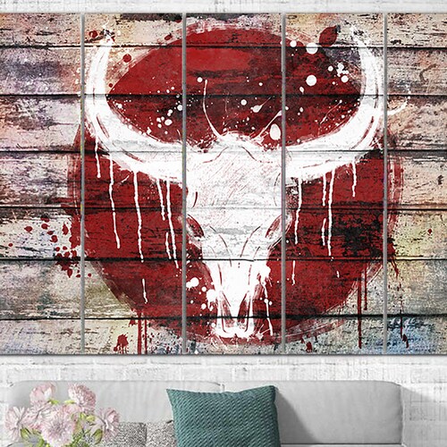 Skull Bull Canvas Wall Art Animal Skull Poster Red Stain shops Print On Canvas Multi Panel Wall Art Modern Skull Print Southwestern Decor