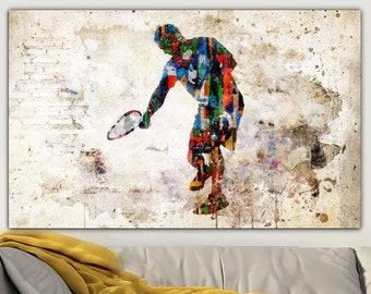 Tennis Player Canvas Wall Art Gift For Coach Sports Silhouette Wall Hanging Decor Tennis Player Sport Poster