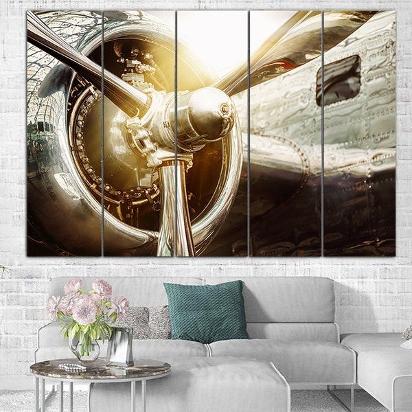 Propeller Canvas Wall Art Airplane Poster Propeller Photo Print Vintage Aviation Wall Art Multi Panel Wall Art Gift Idea for Him