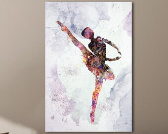 Abstract Ballerina Canvas Art Dancing Girl Print Colorful Creative Print Modern Ballet Print Gift Idea for Living Room Wall Decor