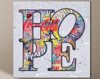 Hope Sign Wall Decor Hope Print Art Hope Sign Wall Art Canvas Hope Abstract Print Graffiti Canvas Art Modern Abstract Art Gift For Her