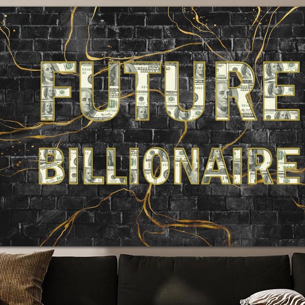 Future Billionaire Canvas Wall Art Motivational Poster Multi Panel Poster Inspirational Success Wall Art Millionaire Goal Print Office Decor