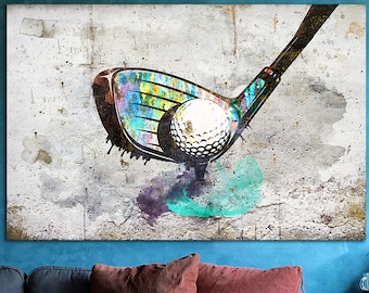 Club de golf Art mural Balle de golf Imprimer Art Sports Golf Imprimer Art mural Motivationnel Décor De golf Multi Panel Print pour décor de salon