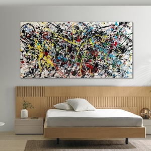 Abstract Splatter Jackson Pollock Style Painting – Colorful Drip Wall Art