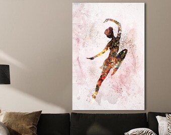 Abstract Ballerina Print Wall Art Colorful Ballet Dacner Art Dancing Girl Set Print Modern Ballet Artwork for Living Room Wall Decor