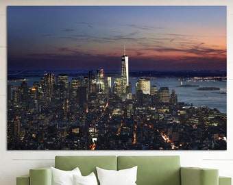 New York Print on Canvas Empire State Building Poster Cityscape Print Multi Panel Wall Art NYC Poster for Indie Room Decor